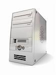 3d illustration of desktop computer case over white background