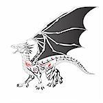 Illustration of fantasy dragon  This image is a vector illustration and can be scaled to any size without loss of resolution. Included are a .eps and hires jpeg file. You will need a vector editor such as Adobe Illustrator or Coreldraw to use this file.  Each object are grouped and background are on separate layer for easy editing.  All works were created in adobe illustrator.