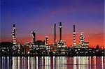 Oil refinery at twilight,Chao Phraya river, Thailand