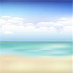 Beautiful Background With Beach, Blue Sky And Clouds