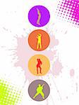 vector eps illustration of teenager silhouettes on an abstract background