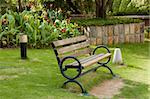 Old wooden bench in a yard