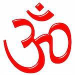3d Hinduism symbol Aum isolated in white. Mystical syllable in Indian religions.