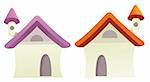 illustration drawing of two color house with chimney in a white background