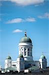 view of the Helsinki cathedral with blue cloudy sky in background