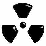 3d radioactive symbol isolated in white