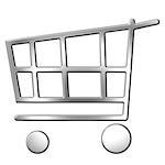 3d silver shopping cart isolated in white
