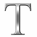 3d silver Greek letter Tau isolated in white