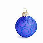 A blue Christmas Ball on white background