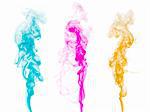 Abstract colorful smoke isolated on clean background.