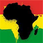 grunge map with flag of african ink vector illustration