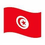 Illustration of the national flag of tunisia floating