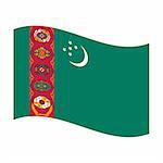 Illustration of the national flag of turkmenistan floating