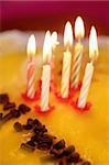 birthday cake candles light golden candlelight selective focus