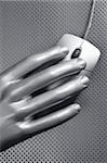 computer wired gray mouse silver aluminum hand futuristic