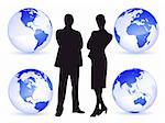 Business man and woman all around the world as business concept