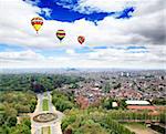 Aerial view cityscape of Brussels from top of atomium