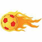 Illustration of a fast moving soccer ball on fire