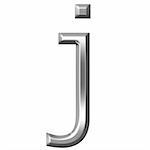3d silver letter j isolated in white