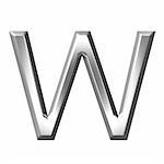 3d silver letter w isolated in white