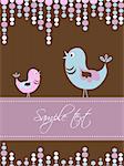 Card template with birds, vector