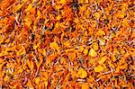 Full frame background of dried marigold flowers (tagetes)