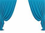 blue classic 3d curtain on the white background