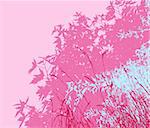 Colored landscape of foliage - Vector illustration - pink morningThe different graphics are on separate layers so they can easily be moved or edited individually