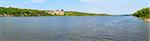 Spring view of Khotyn Fortress on Dniester riverside (Chernivtsi Oblast, Ukraine). Construction was started in 1325, while major improvements were made in the 1380s and in the 1460s. Seven shots stitch image.