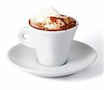 Coffee with ice-cream in cup (with clipping path for easy background removing if needed)