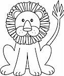 Black and White Illustration of a Lion