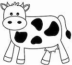 Black and White illustration of a dairy cow