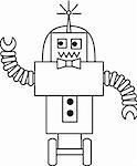 Black and White illustration of a Robot