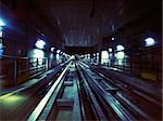 A tube tunnel of an underground subway metro transport line