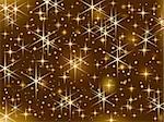 Dark brown background with sparkling golden stars.