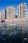 Condo buildings and Frozen Chicago River