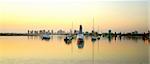 Boats at anchor before dawn on the Broadwater Gold Coast Australia.