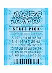 National state lottery with mega lotto concept and winning numbers