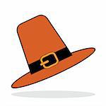 Pilgrim hat with grey shadow. Autumnal icon. Vector illustration