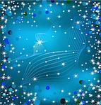 Blue background with sparkles and star. Vector illustration