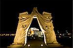 famous and modern national theater in Budapest at night