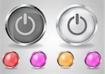 glossy buttons with power symbol on white
