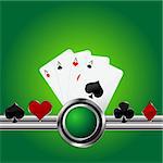 Poker theme square background with four aces
