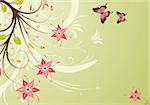 Floral Background with butterfly, element for design, vector illustration