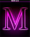 Glowing font. Shiny letter M.