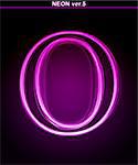 Glowing neon letter on black background. Letter O. (Full font in portfolio. Search by "neon pink font".)