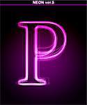 Glowing font. Shiny letter P.