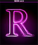 Glowing font. Shiny letter R.