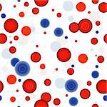 Abstract seamless white pattern with red and blue balls (vector)