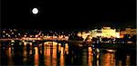 The night view of the beautiful Prague City along the River Vltava